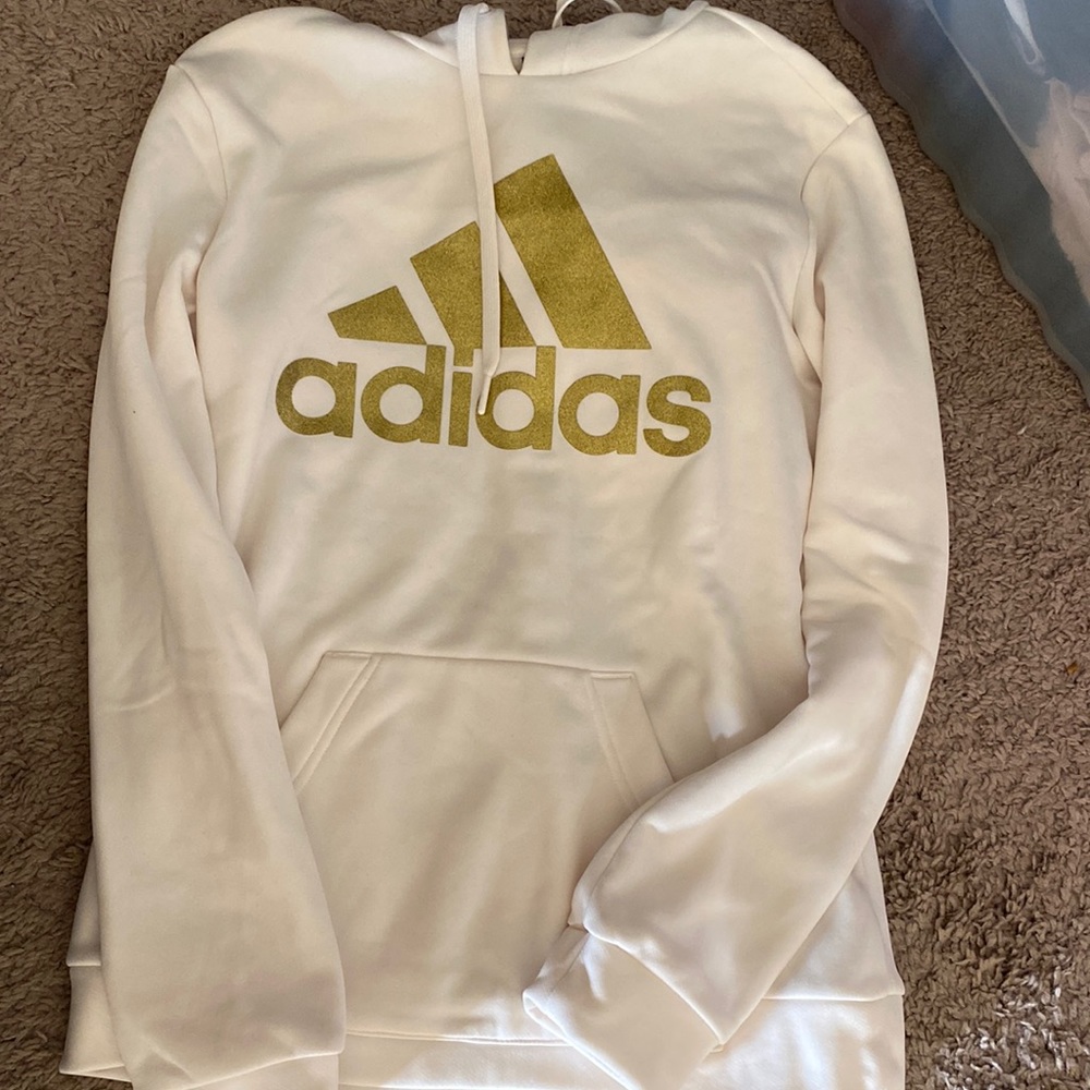 Adidas xs cream and gold hoodie